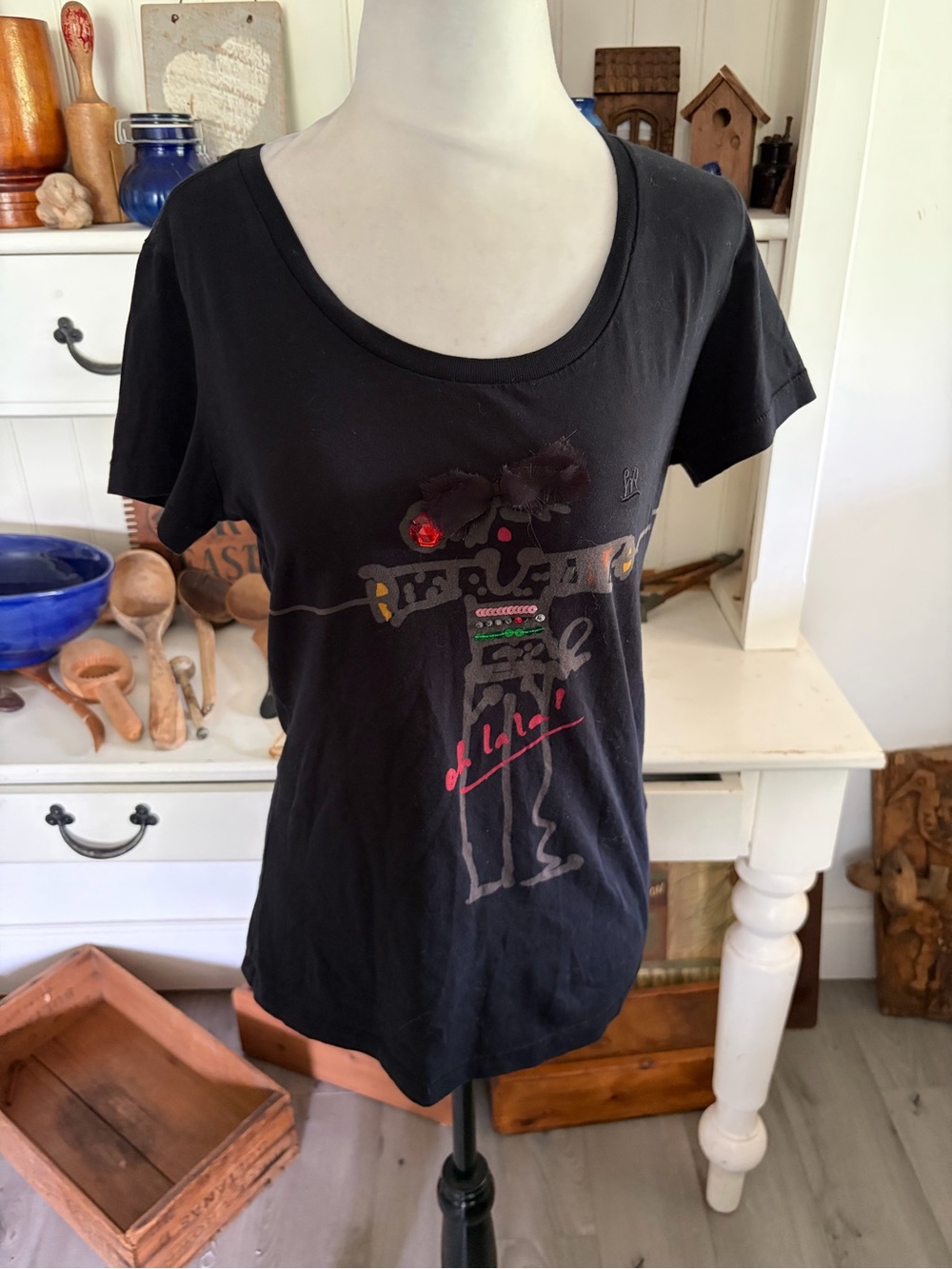 Sonia Rykiel Black Tee with White Logo Label